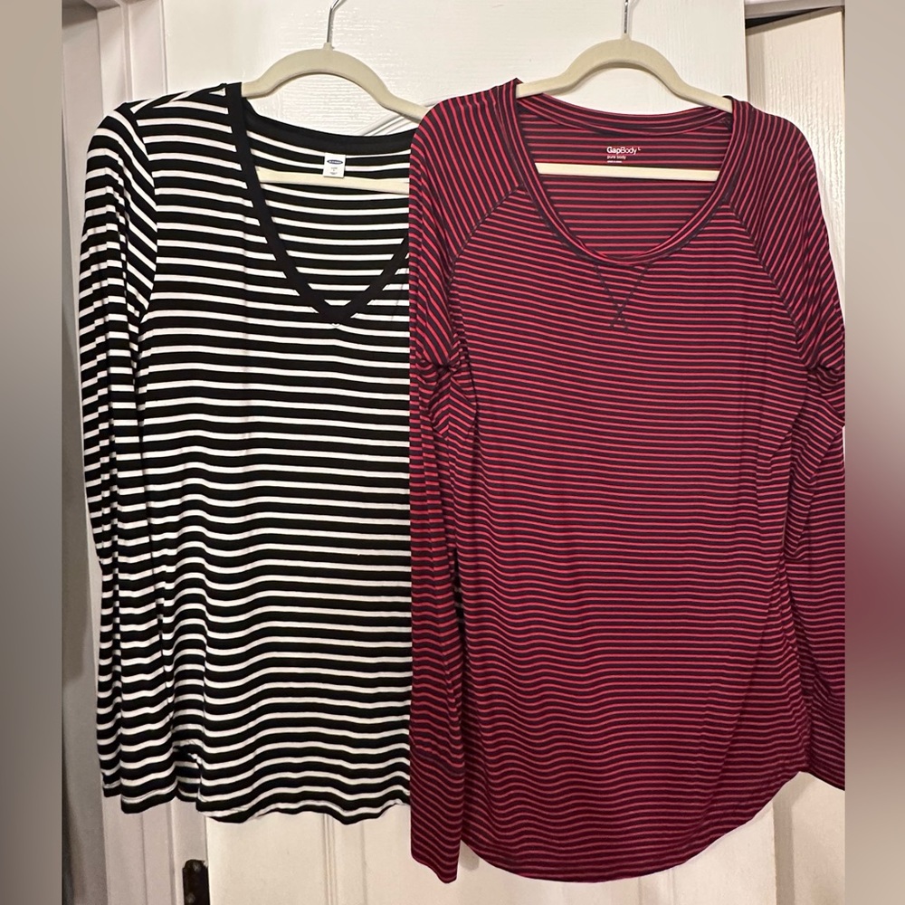 Two striped shirts old navy gap body super soft long